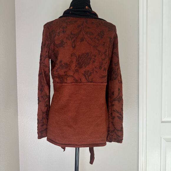Caamana 100% Peruvian Alpaca Brown Floral Cardigan, Boho, Artisan, Luxury, Large - Picture 9 of 9